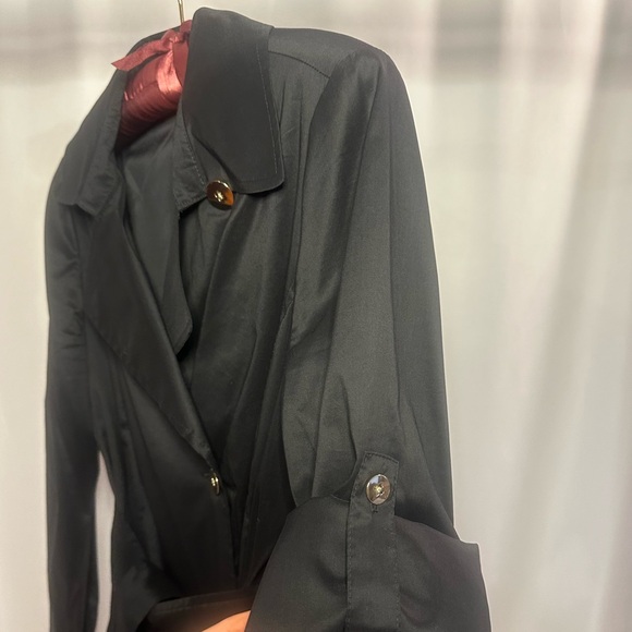 Ann Taylor trench coat black with gold buttons - Picture 2 of 5